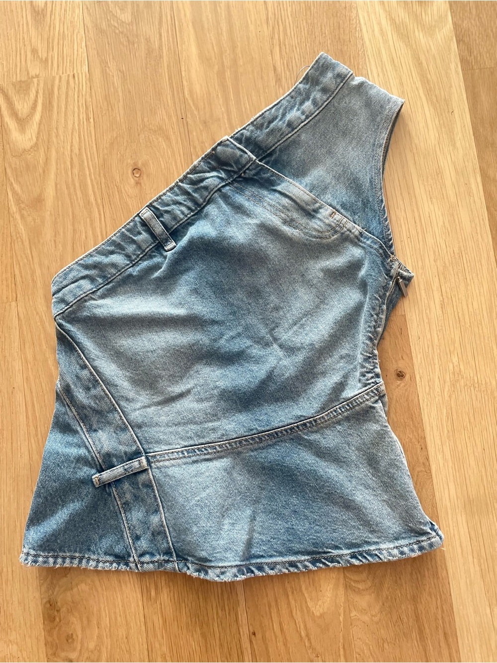 Classic Blue Denim Women's Jeans Asymmetrical Shirt